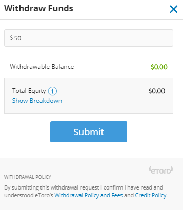 eToro Platform - Withdraw Funds eToro Platform - Withdraw Funds