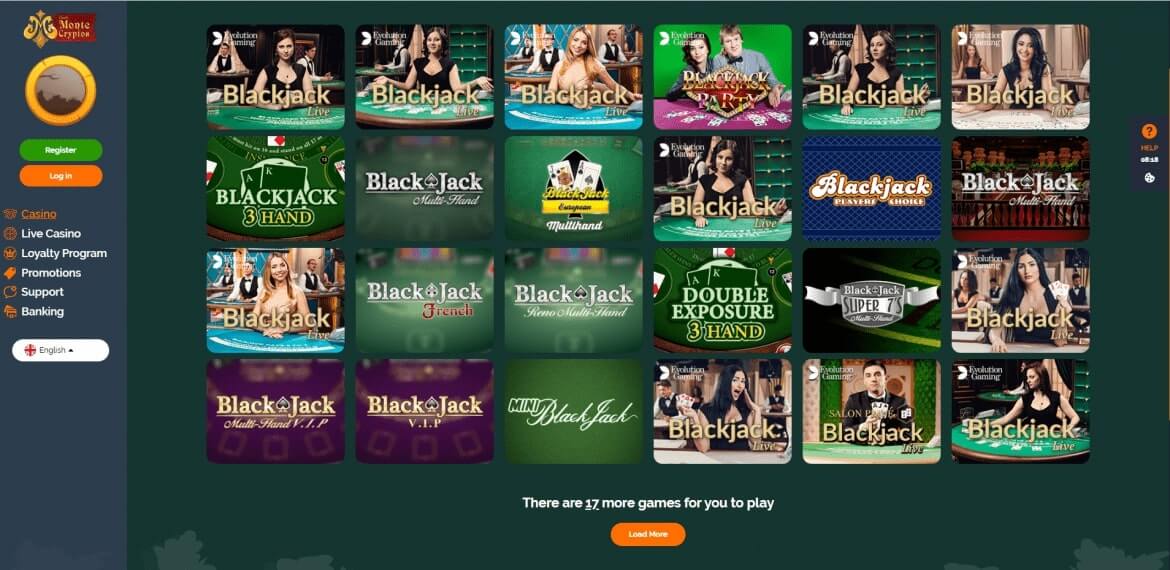 Monte Cryptos Casino - Dive into a World of Blackjack Action